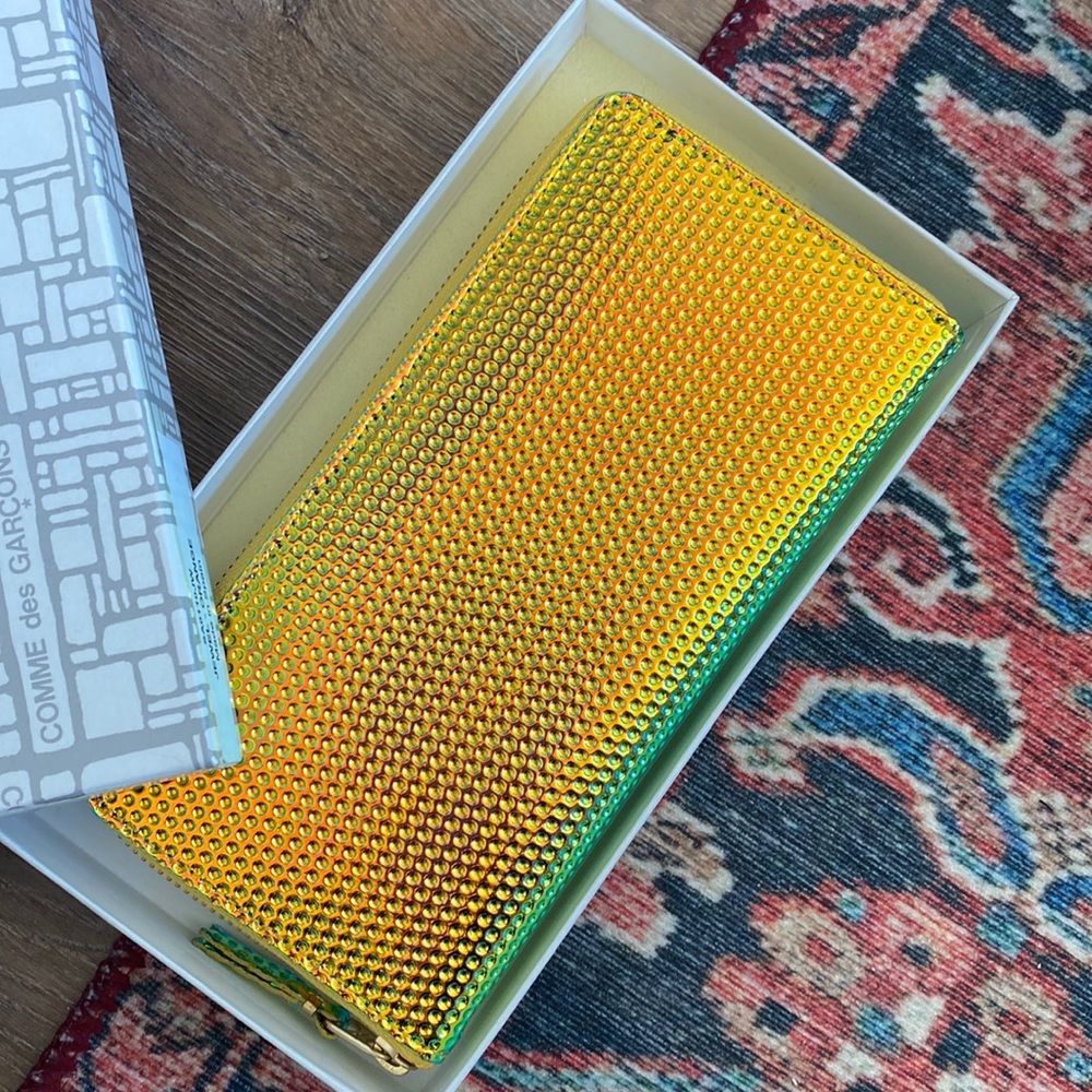 Rare Comme des Garcons large orange jewel clutch wallet